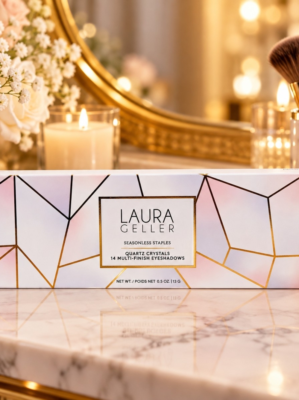 Laura Geller Quartz Crystals Eyeshadow Palette - Pink, White, Gold Accents